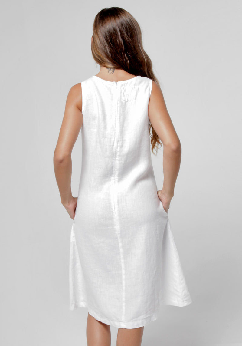 100% Linen Custom Pattern Dress With Hidden Pockets S to XXXL - Claudio Milano 