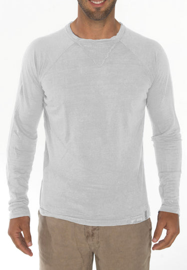 Jersey Linen Long Sleeve Niki Collar T-Shirt in white