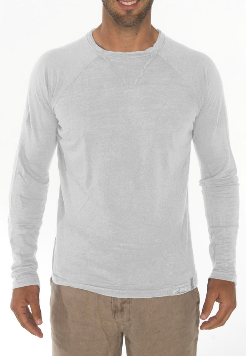 Linen Mens Shirt  Jersey Linen Long Sleeve Niki Collar T-shirt #1103