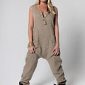 100% Linen Drop Crotch Jumpsuit S to XXXL - Claudio Milano 