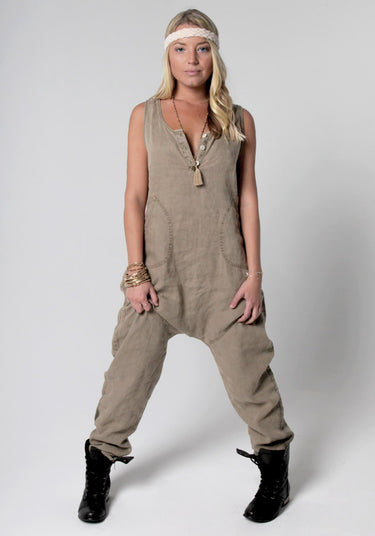 100% Linen Drop Crotch Jumpsuit S to XXXL - Claudio Milano 