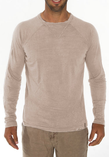 Jersey Linen Long Sleeve Niki Collar T-Shirt in natural