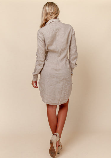 100% LINEN FITTED BUTTON DOWN SHIRT DRESS S to XXXL - Claudio Milano 