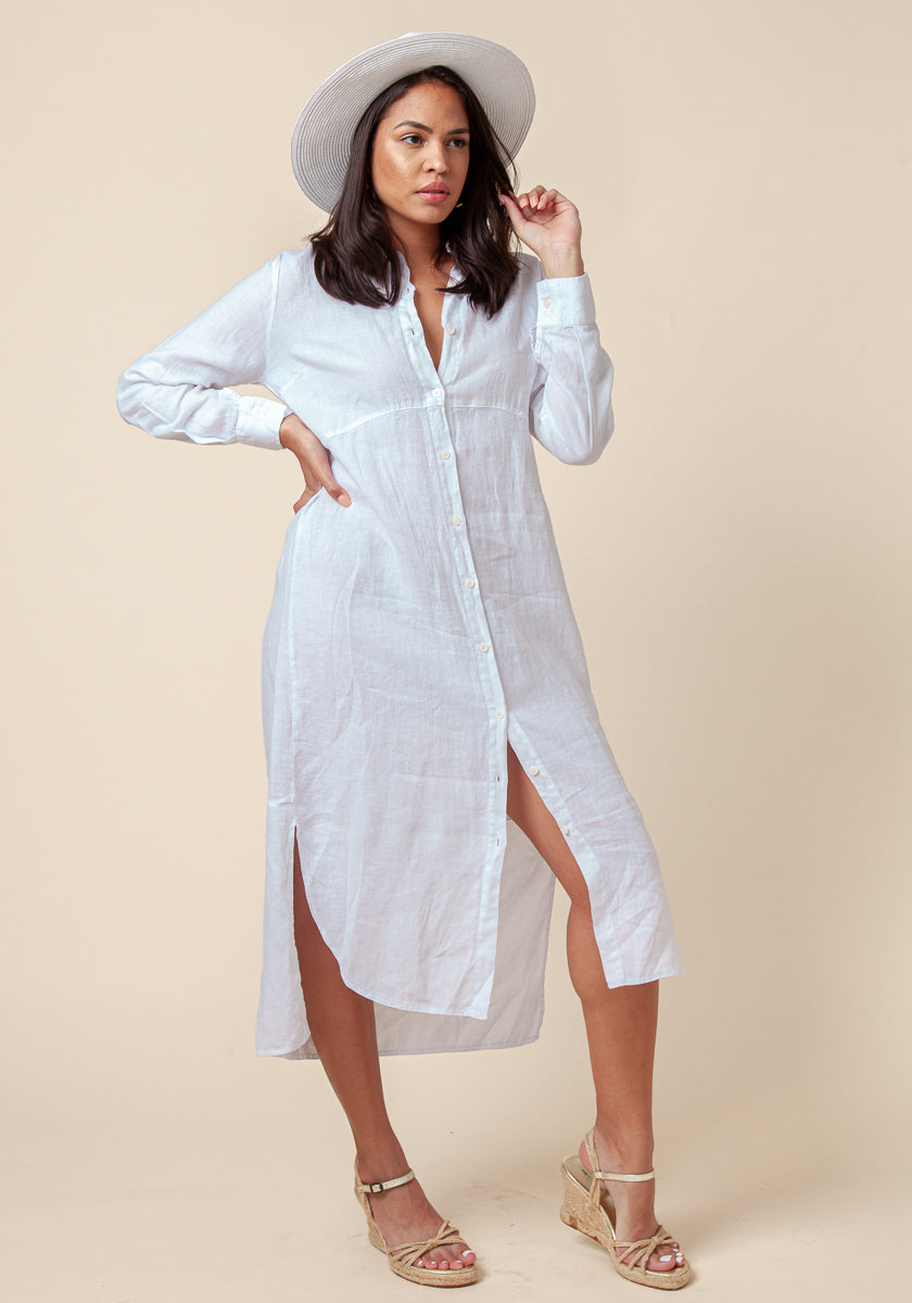 Fashion long linen shirt dress