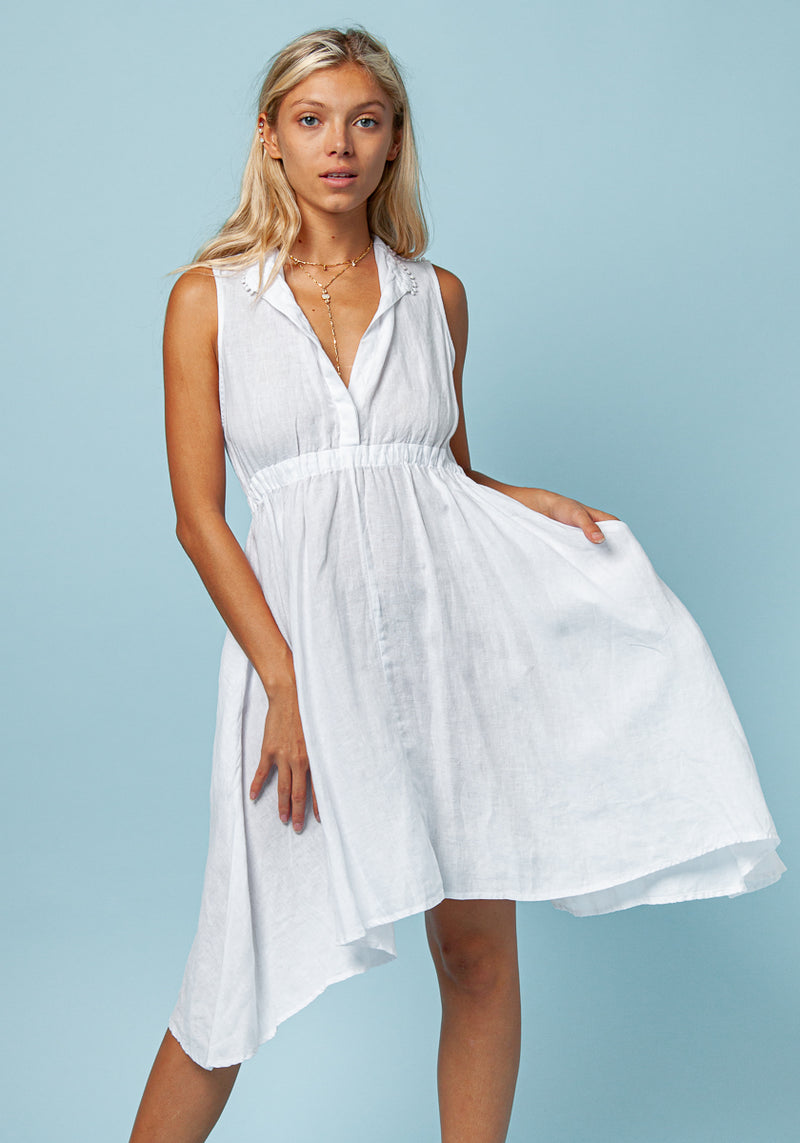 DMITRY Women's Made in Italy Sleeveless White Abstract Linen Dress – Dmitry  Ties