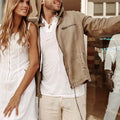100% LINEN ZIP-UP JACKET WITH DETACHABLE HOODIE S to XXXL - Claudio Milano 