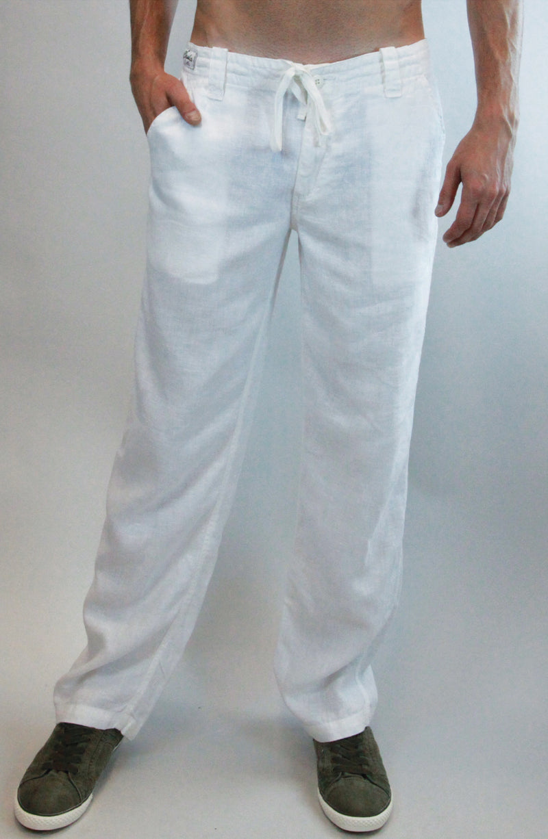 Men's Linen Relaxed Pants  100% Natural Italian Style with Drawstring –  Claudio Milano