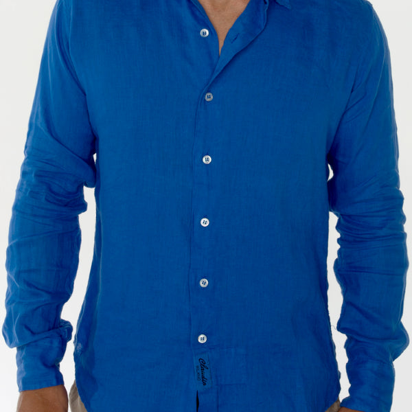 Men's Long Sleeve Button Down Shirt Italian Style Linen 100% Natural # –  Claudio Milano